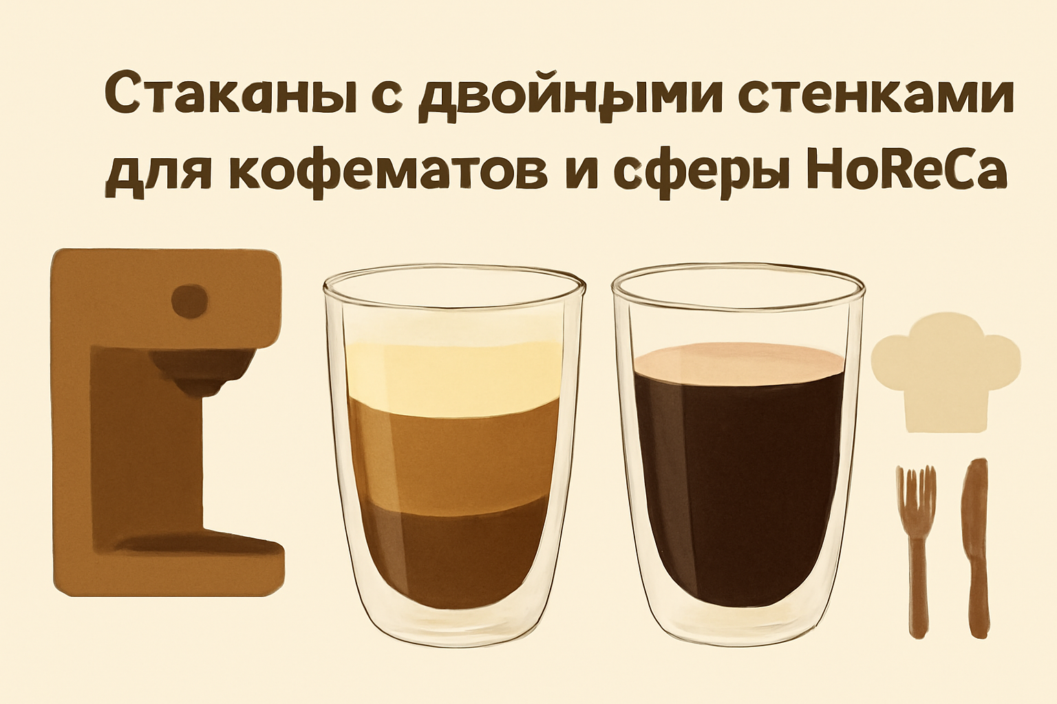 Стаканы с двойными стенками для кофематов и сферы HoReCa